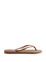 zlata (barva); zlato - Ozke japonke kovinske barve z logom Havaianas - Slika 3 iz 8