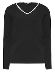 Long Tall Sally Black Contrast V-Neck Top - Image 5 of 5