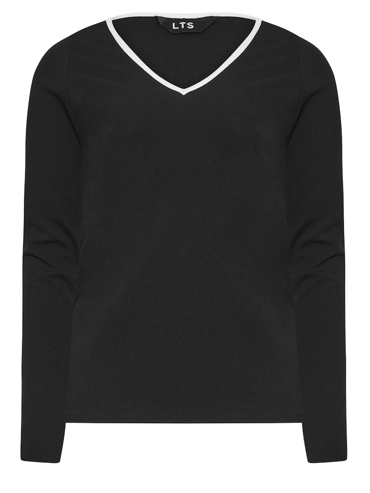Long Tall Sally Black Contrast V-Neck Top - Image 5 of 5 Long Tall Sally Black Contrast V-Neck Top - Image 5 of 5