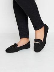 Yours Curve Black Faux Suede Buckle Loafers In Extra Wide EEE Fit - Image 1 of 5