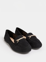 Yours Curve Black Faux Suede Buckle Loafers In Extra Wide EEE Fit - Image 2 of 5