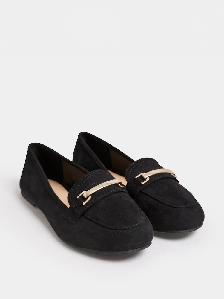 Yours Curve Black Faux Suede Buckle Loafers In Extra Wide EEE Fit - Image 2 of 5