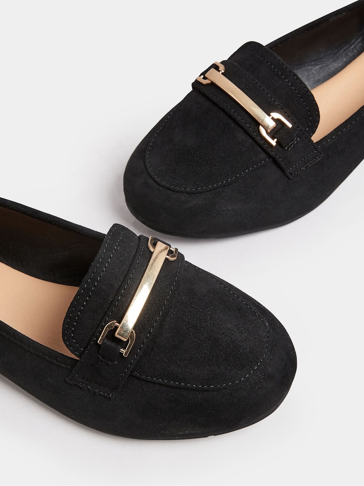 Yours Curve Black Faux Suede Buckle Loafers In Extra Wide EEE Fit - Image 5 of 5
