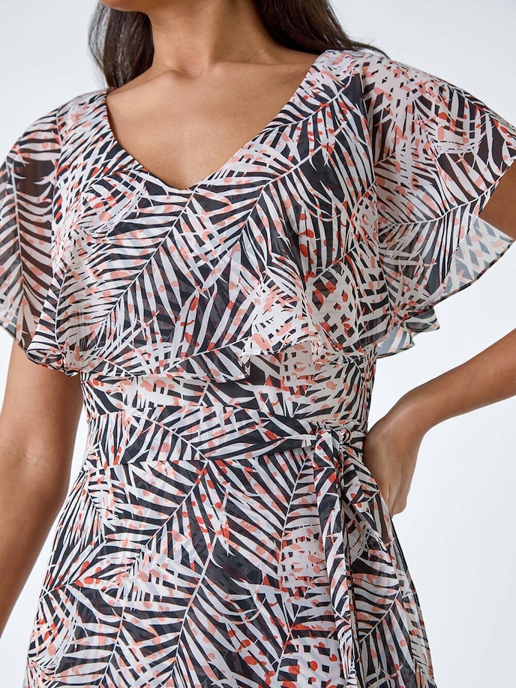 Roman Leaf Print Chiffon Midi Wrap Dress - Bild 5 von 5 Roman Leaf Print Chiffon Midi Wrap Dress - Bild 5 von 5