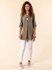 Roman Green Longline Button Detail Tunic Top - Image 1 of 4