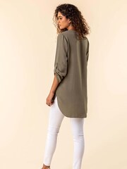 Roman Green Longline Button Detail Tunic Top - Image 2 of 4