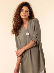 Roman Green Longline Button Detail Tunic Top - Image 3 of 4