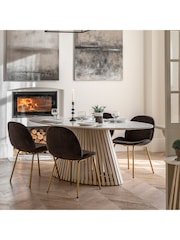 Gallery Home Natural Oujda Marble Oval Dining Table - Image 1 of 8