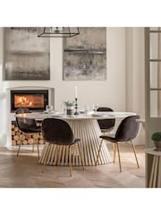 Gallery Home Natural Oujda Marble Oval Dining Table - Image 6 of 8
