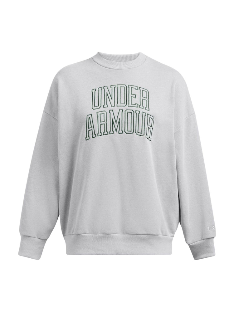 Under Armour Grey Oversized Icon Terry Crew Neck Sweat Top - Image 5 of 5