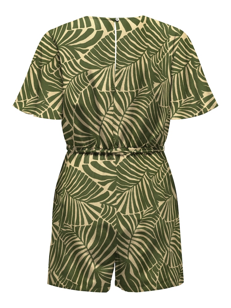 ONLY Green Palm Print Playsuit With A Touch Of Linen - Image 3 of 3