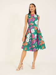 Yumi Green Floral Skater Dress - Image 1 of 4