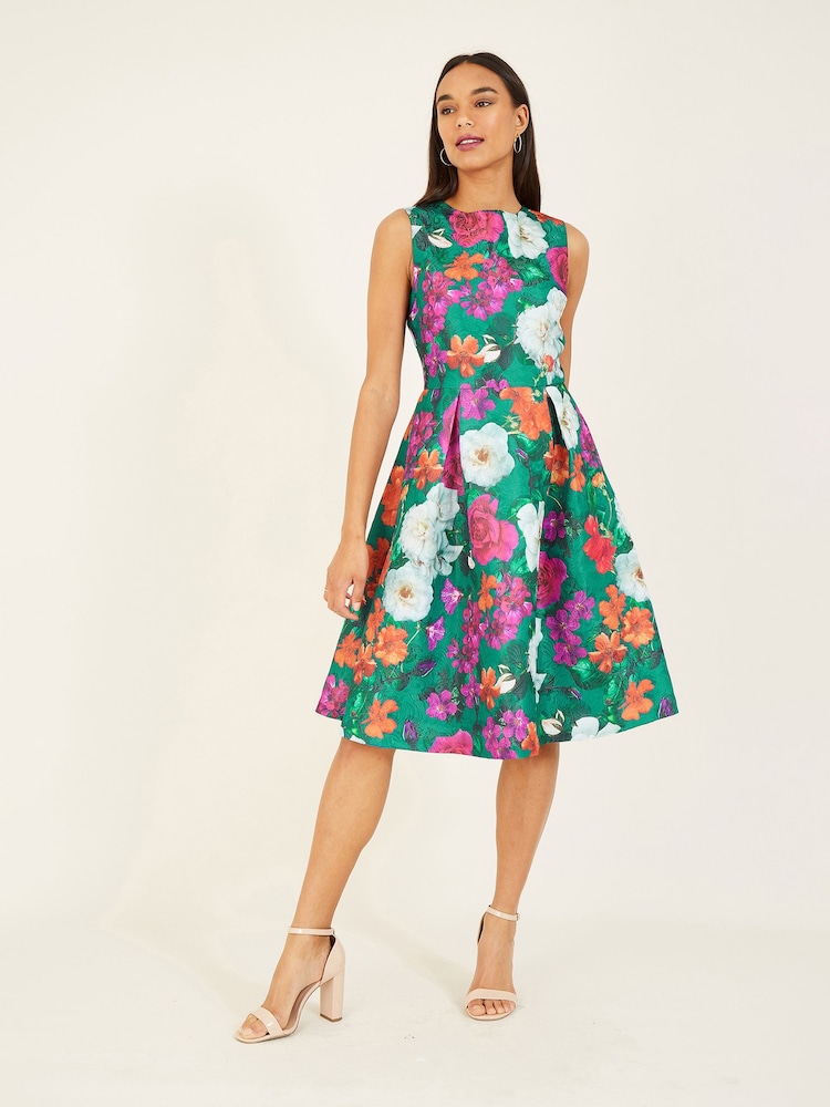 Yumi Green Floral Skater Dress - Image 1 of 4