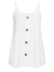 Yours Curve White Button Front Broderie Vest - Image 5 of 5