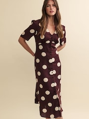 Nobodys Child Brown Alexa Willow Spot Midi Dress - Image 3 of 5