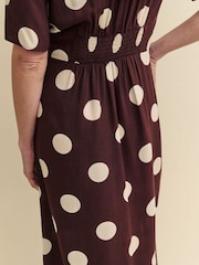 Nobodys Child Brown Alexa Willow Spot Midi Dress - Image 4 of 5