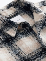 Ecru Natural Wool Blend Check Shacket Overshirt - Image 7 of 9