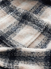 Ecru Natural Wool Blend Check Shacket Overshirt - Image 9 of 9