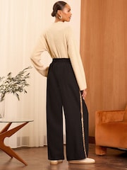 Love & Roses Black Sequin Side Stripe Wide Leg Trousers - Image 4 of 4
