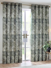 HÖEM Olive Nola Abstract Geometric Eyelet 100% Cotton Curtains - Image 2 of 5