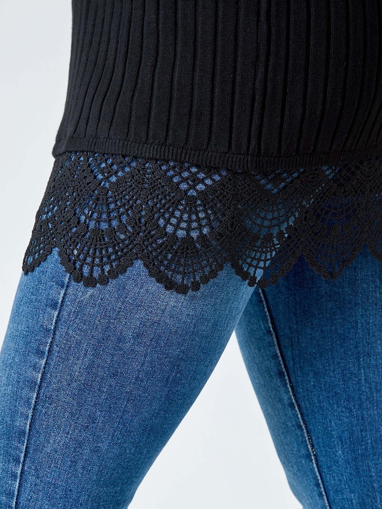 Roman Black Edge to Edge Lace Cardigan - Image 5 of 5