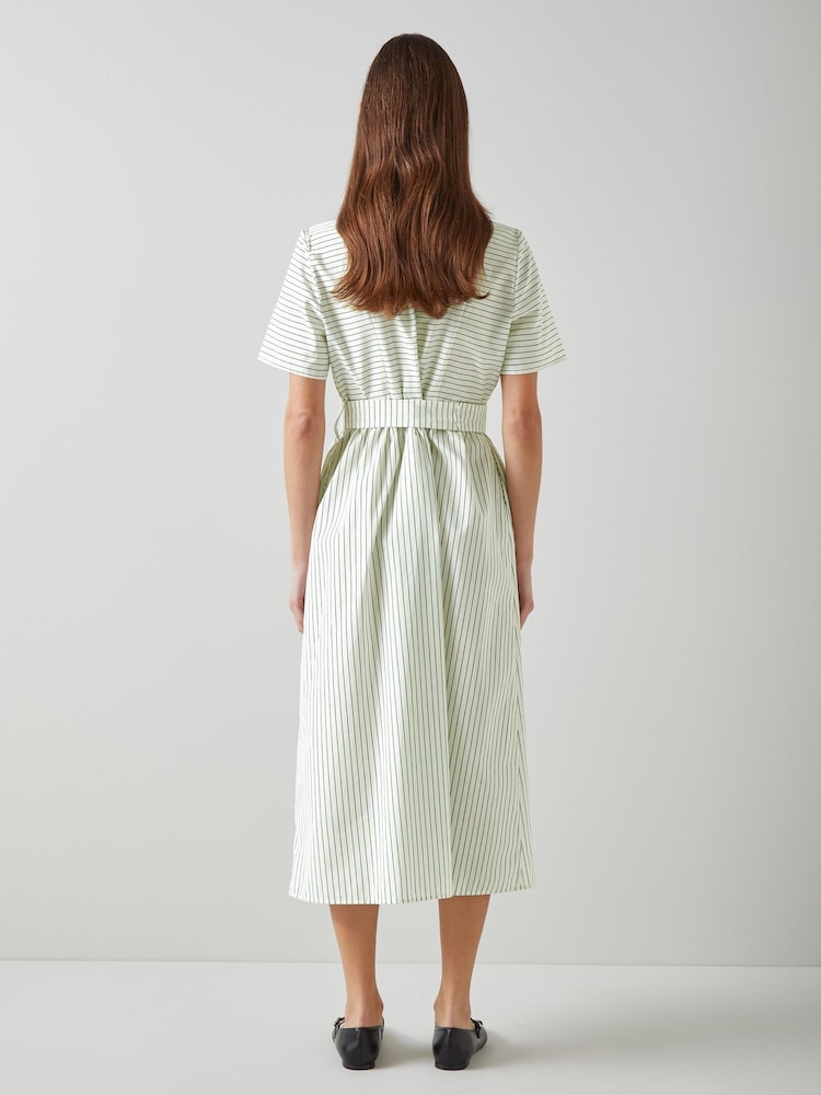 LK Bennett Bextor Stripe Italian Viscose Cotton Dress - Image 1 of 4