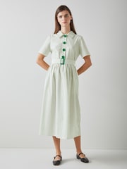 LK Bennett Bextor Stripe Italian Viscose Cotton Dress - Image 2 of 4