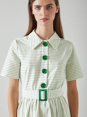 LK Bennett Bextor Stripe Italian Viscose Cotton Dress - Image 3 of 4