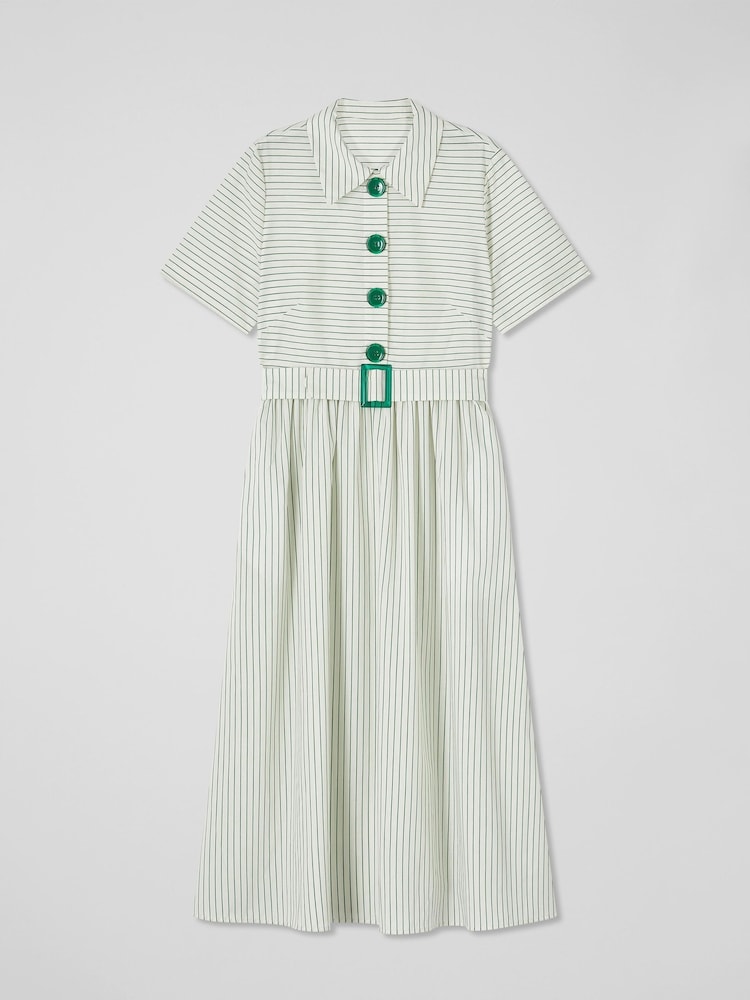 LK Bennett Bextor Stripe Italian Viscose Cotton Dress - Image 4 of 4