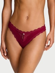 Victoria's Secret Red Lacquer Lace Trim Thong Knickers - Image 1 of 2