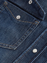 Dark Blue Seam Detail Fitted Denim Western Shirt - Image 8 of 9