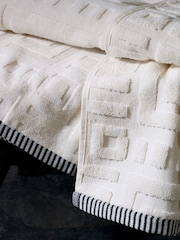 White/Cream Geo Towel 100% Cotton - Image 3 of 4