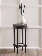 Pacific Black Heritage Pine Wood Round Accent Table - Image 1 of 5