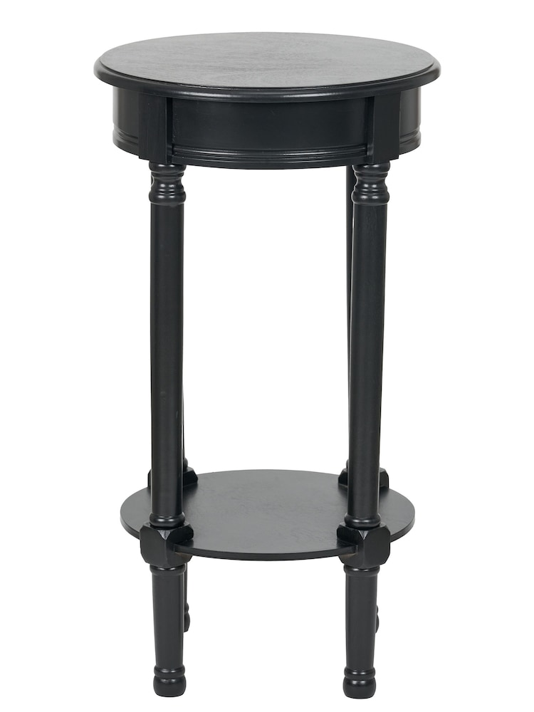 Pacific Black Heritage Pine Wood Round Accent Table - Image 2 of 5