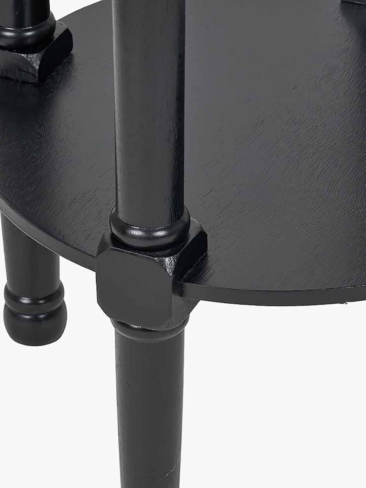 Pacific Black Heritage Pine Wood Round Accent Table - Image 5 of 5