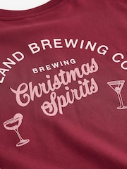 Burgundy Red/Berry Festive Spirits Christmas Lapland Brewing Co Fun Graphic Crew Neck Sweatshirt - Image 6 of 8