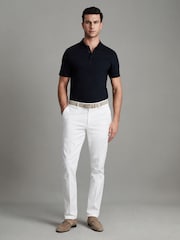 Reiss Navy Austin Mercerised Cotton Polo Shirt - Image 3 of 7
