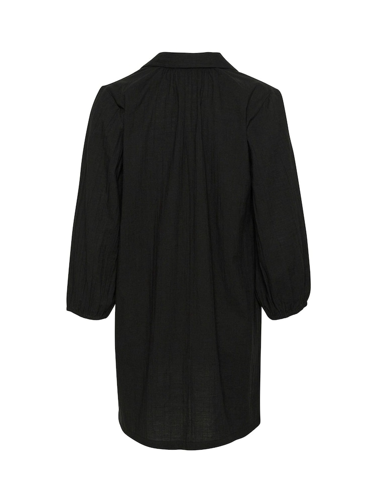 Kaffe Casual Fit Emily Johnny Collar 100% Cotton Black Tunic - Image 6 of 6
