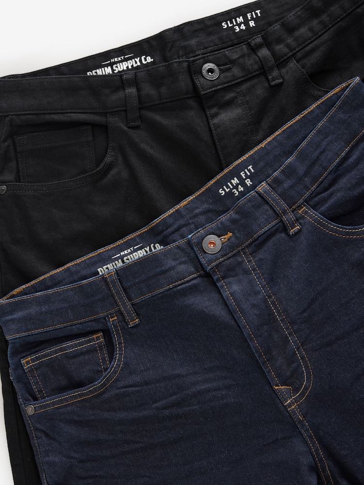 Bleu Indigo Rinse/Noir Solid - Paquet 2 - Coupe ajustée Classic Jeans extensibles - Image 10 of 13