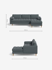 MADE.COM Basket Weave Teal Blue Scott Right Hand Facing Corner Sofa - Image 3 of 5