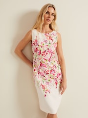 Phase Eight White Floral Placement Anita Shift Dress - Image 1 of 6