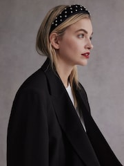 Black Tabitha Simmons Lucy Sparkle Velvet Headband - Image 2 of 7