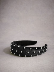 Black Tabitha Simmons Lucy Sparkle Velvet Headband - Image 5 of 7