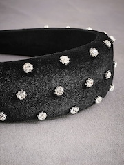 Black Tabitha Simmons Lucy Sparkle Velvet Headband - Image 6 of 7