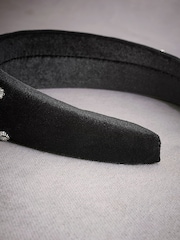 Black Tabitha Simmons Lucy Sparkle Velvet Headband - Image 7 of 7