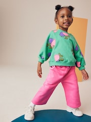Pink Printed 100% Cotton Sweatshirt and Wide Leg Set (3mths-7yrs) - Image 1 of 8
