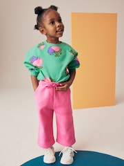 Pink Printed 100% Cotton Sweatshirt and Wide Leg Set (3mths-7yrs) - Image 3 of 8