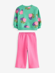Pink Printed 100% Cotton Sweatshirt and Wide Leg Set (3mths-7yrs) - Image 7 of 8