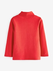 أحمر - رداء علوي برقبة عالية وكُم طويل من القطن الممشط (3 شهور-7 سنوات) - صورة 6 من 8