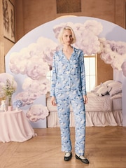 Cath Kidston Blue Silver Lining Button Up Pyjama Set - Image 2 of 5